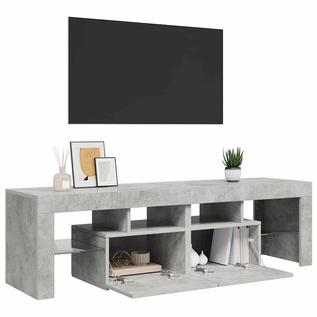 tv-bord med LED-lys 140x36,5x40 cm betongrå
