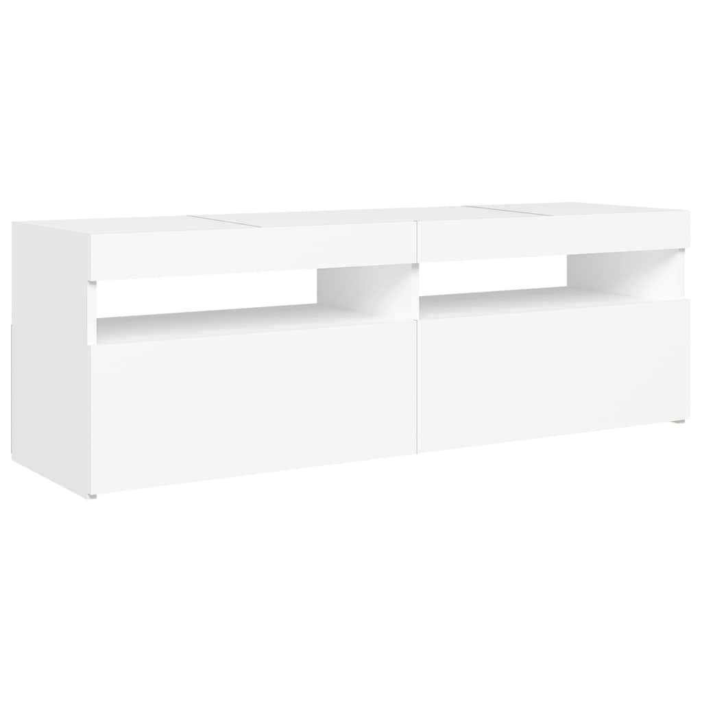 tv-skab med LED-lys 120x35x40 cm hvid
