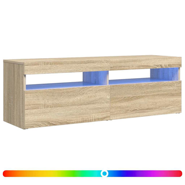 tv-bord med LED-lys 120x35x40 cm sonoma-eg