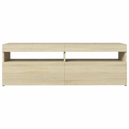 tv-bord med LED-lys 120x35x40 cm sonoma-eg