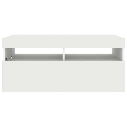 tv-skab med LED-lys 90x35x40 cm hvid