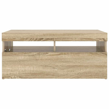 tv-bord med LED-lys 90x35x40 cm sonoma-eg