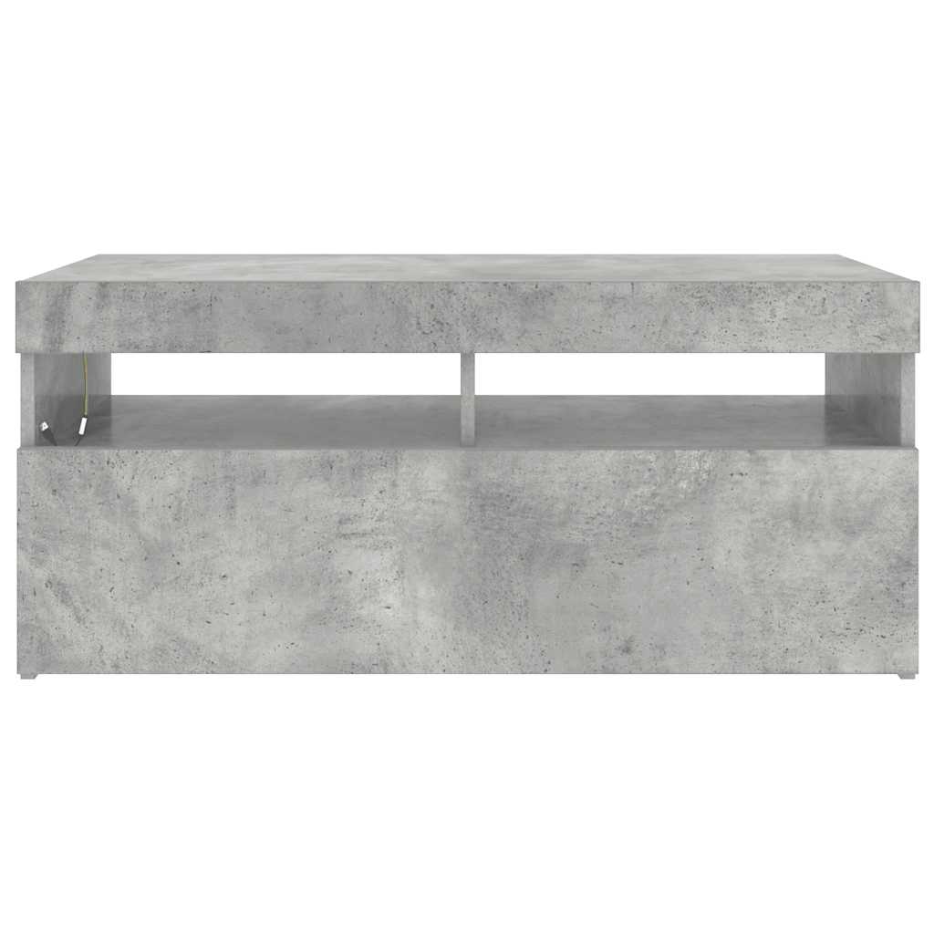 tv-bord med LED-lys 90x35x40 cm betongrå