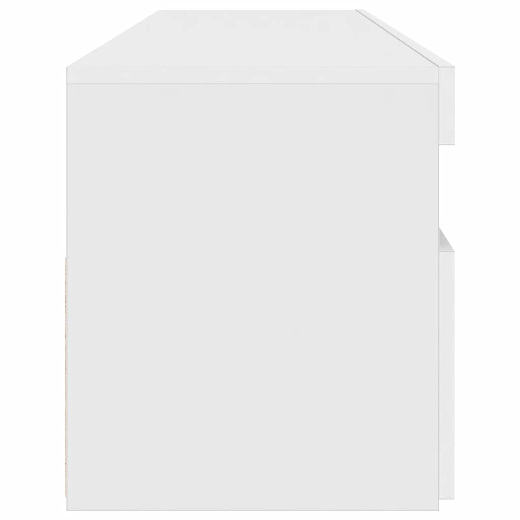 tv-skab med LED-lys 90x35x40 cm hvid højglans