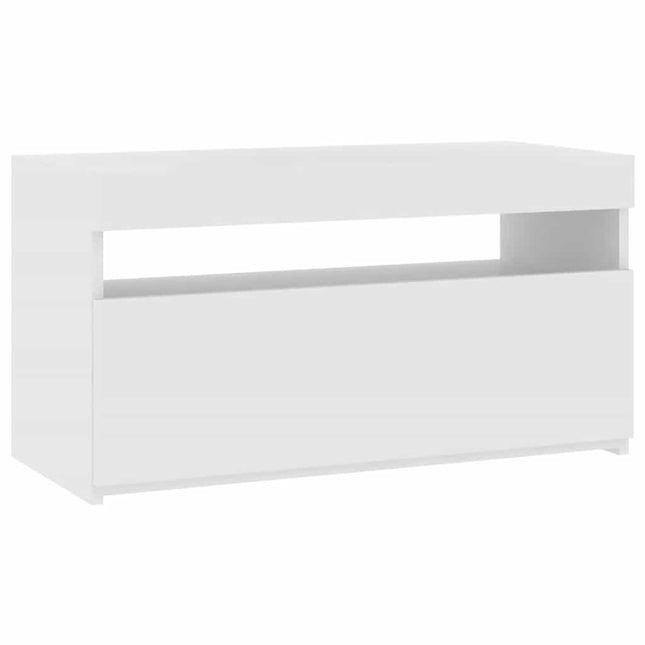 tv-bord med LED-lys 75x35x40 cm hvid