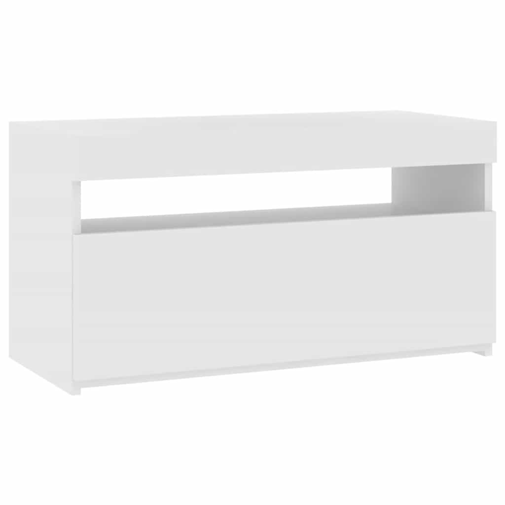 tv-bord med LED-lys 75x35x40 cm hvid