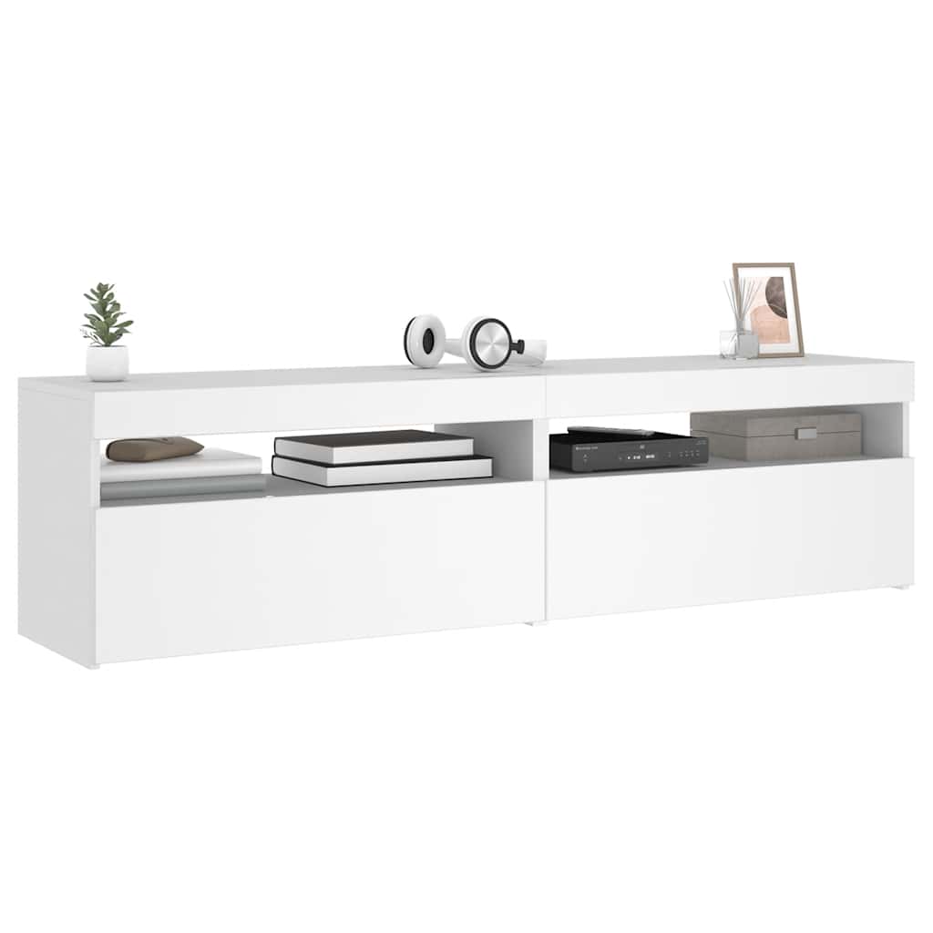 tv-borde 2 stk. med LED-lys 75x35x40 cm hvid
