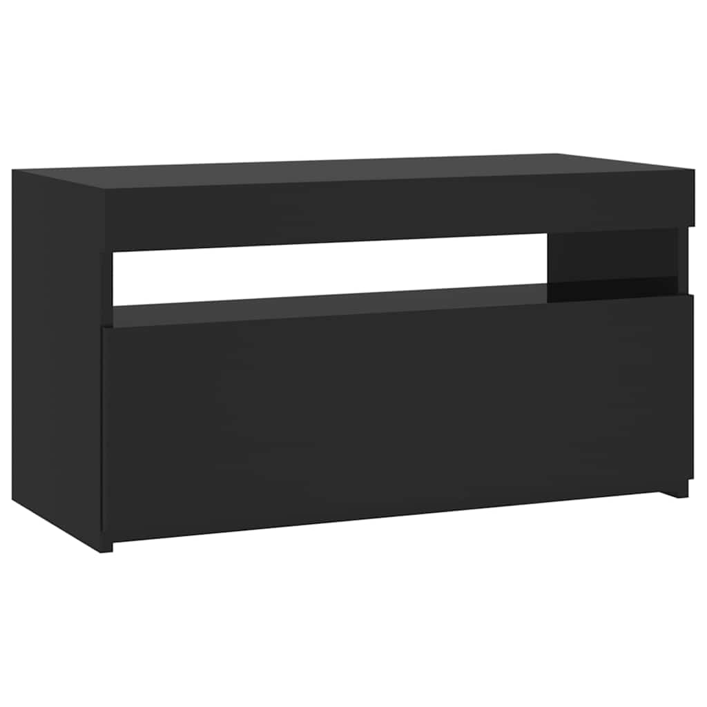 tv-bord med LED-lys 75x35x40 cm sort