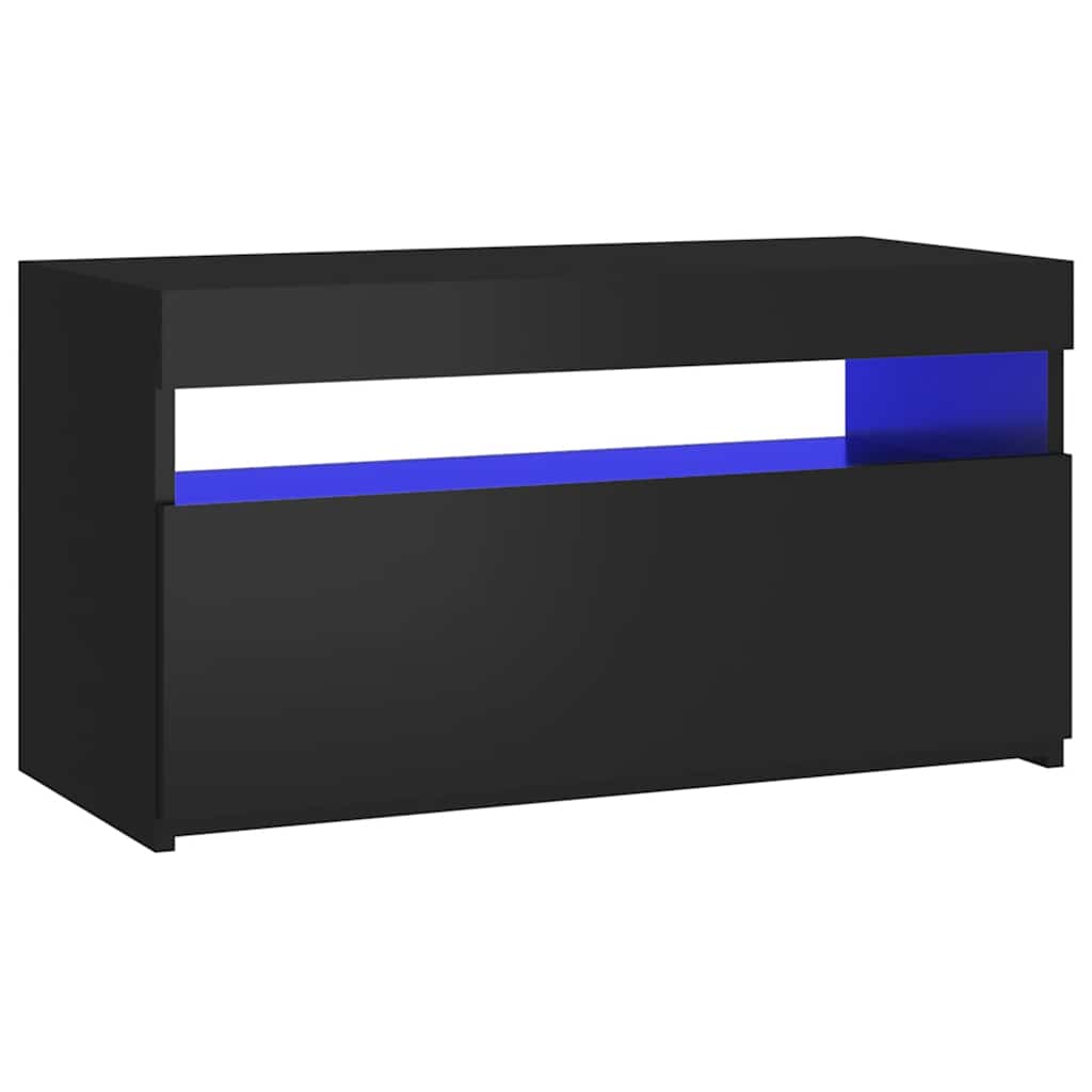 tv-bord med LED-lys 75x35x40 cm sort