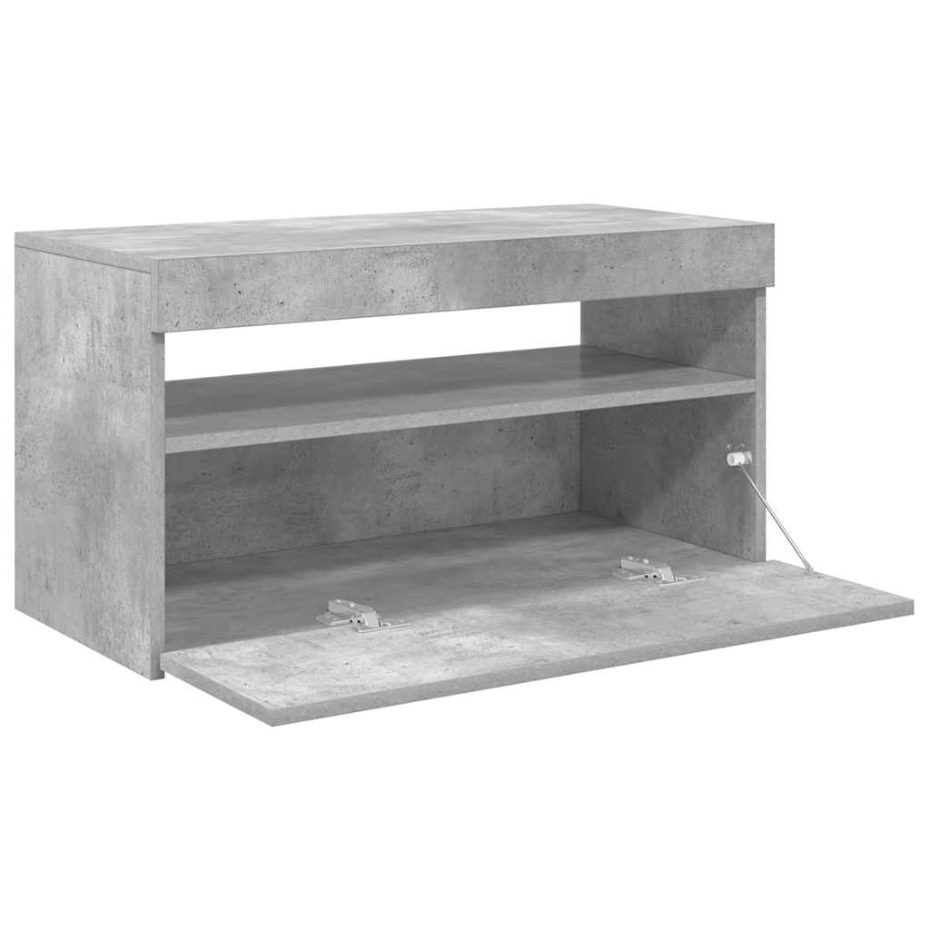 tv-bord med LED-lys 75x35x40 cm betongrå