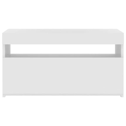 tv-bord med LED-lys 75x35x40 cm hvid højglans