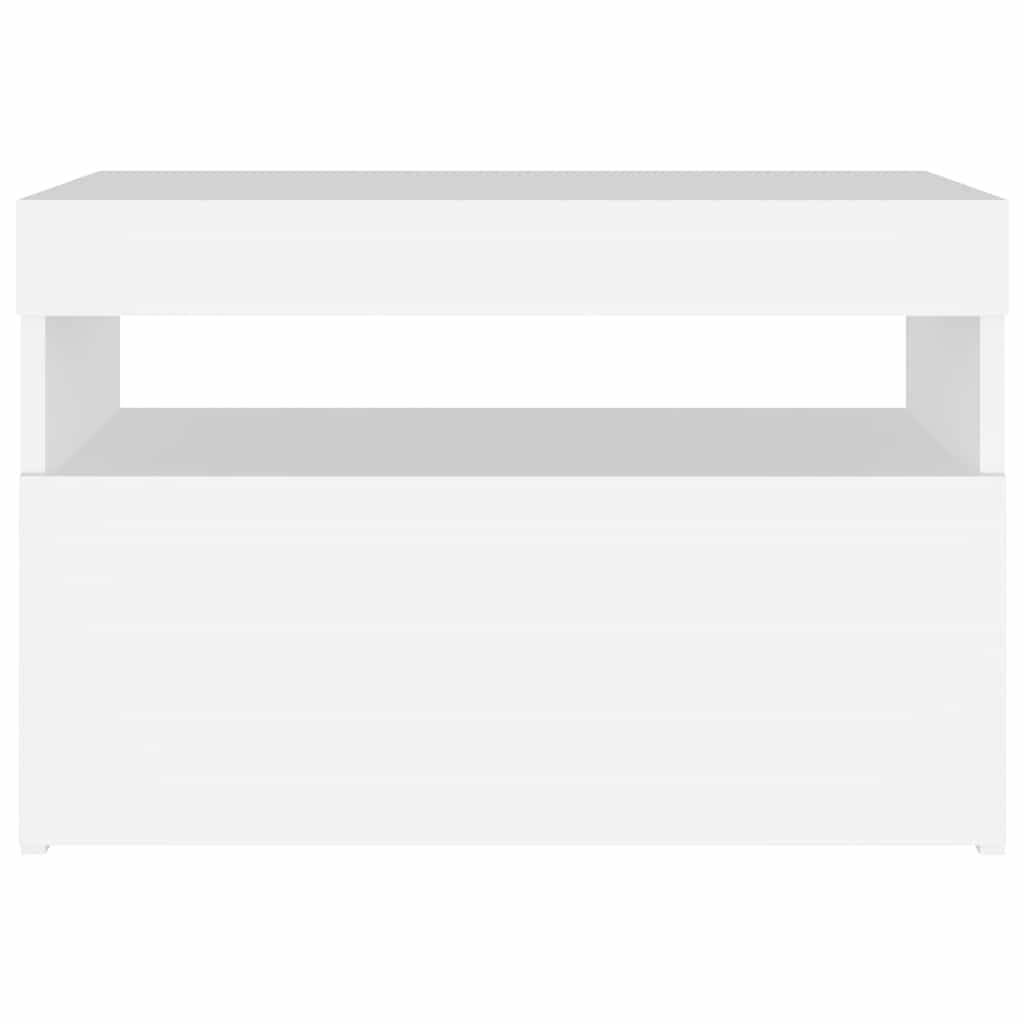 tv-bord med LED-lys 60x35x40 cm hvid