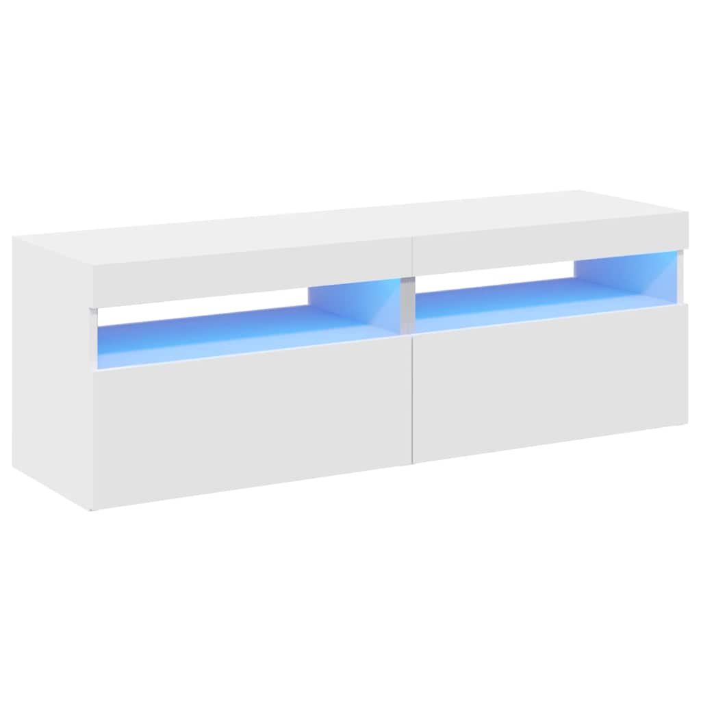 tv-borde med LED-lys 2 stk. 60x35x40 cm hvid