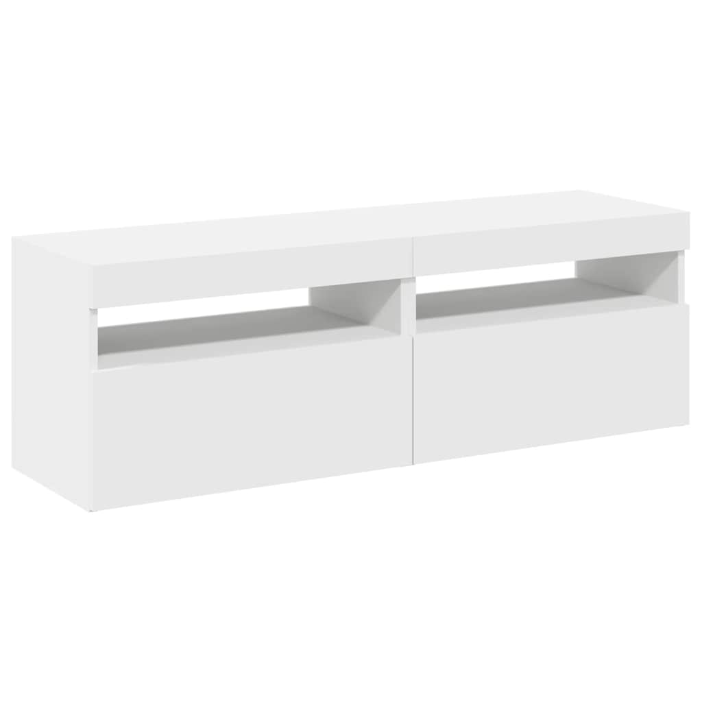tv-borde med LED-lys 2 stk. 60x35x40 cm hvid