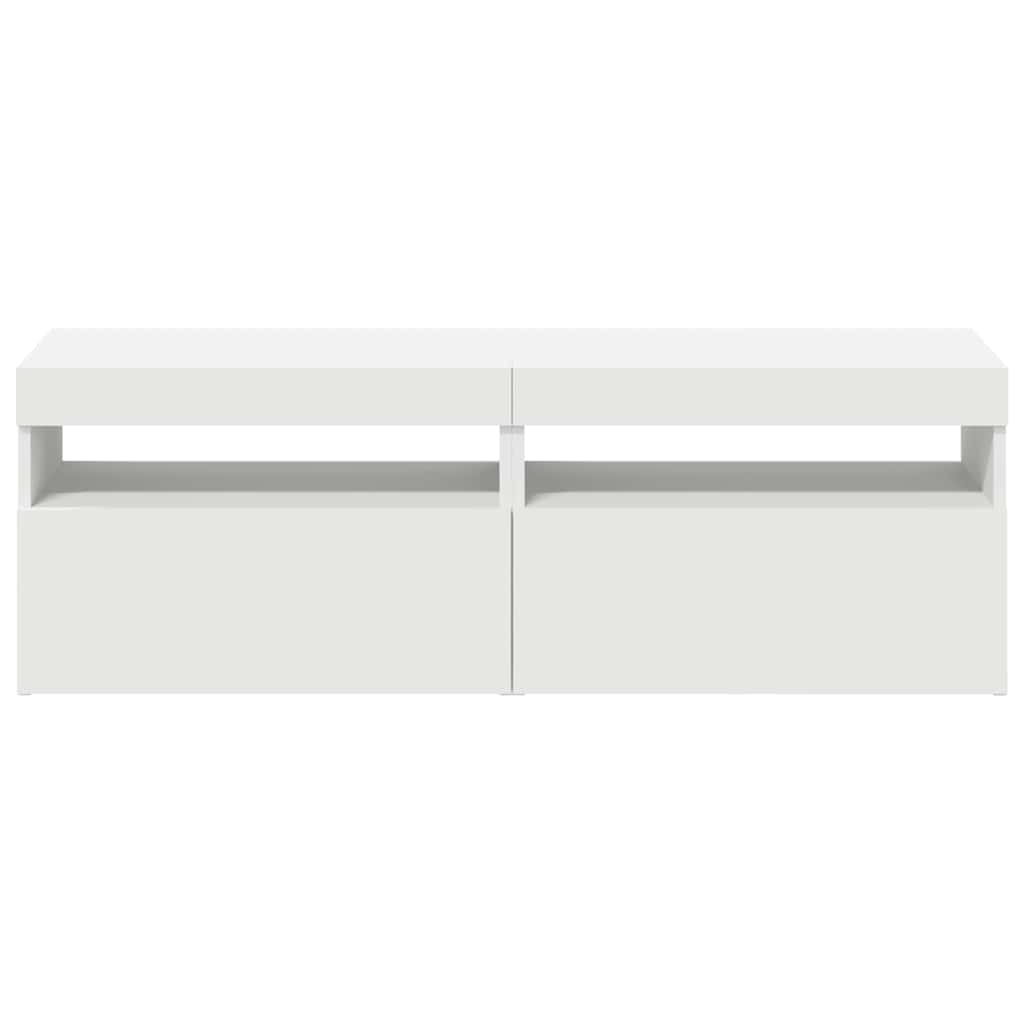 tv-borde med LED-lys 2 stk. 60x35x40 cm hvid