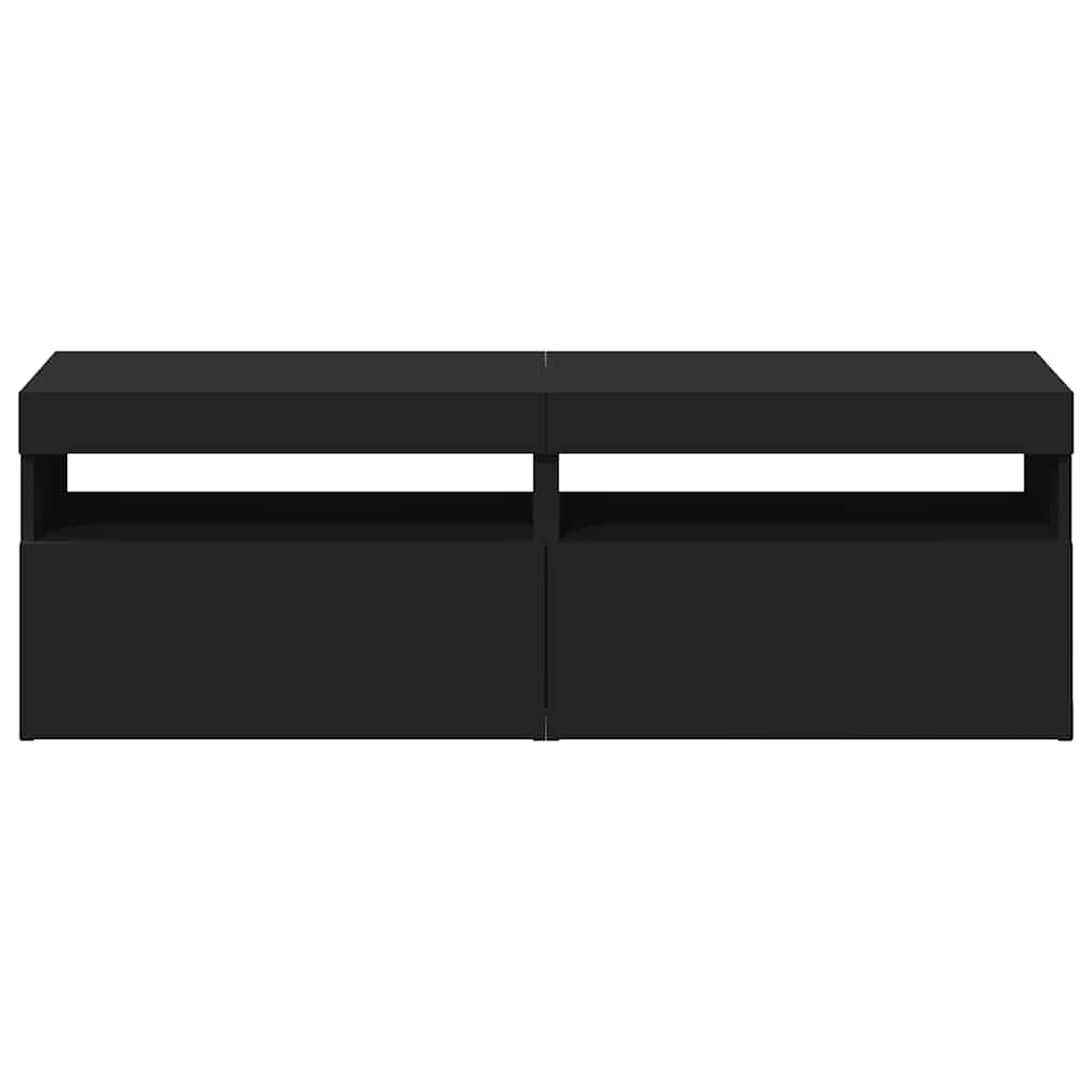 tv-borde med LED-lys 2 stk. 60x35x40 cm sort