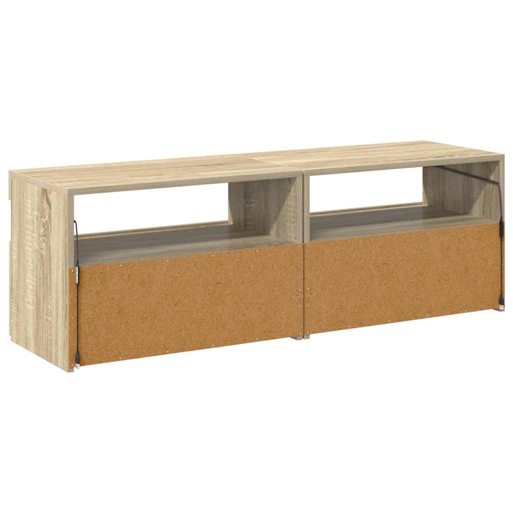 tv-borde med LED-lys 2 stk. 60x35x40 cm sonoma-eg