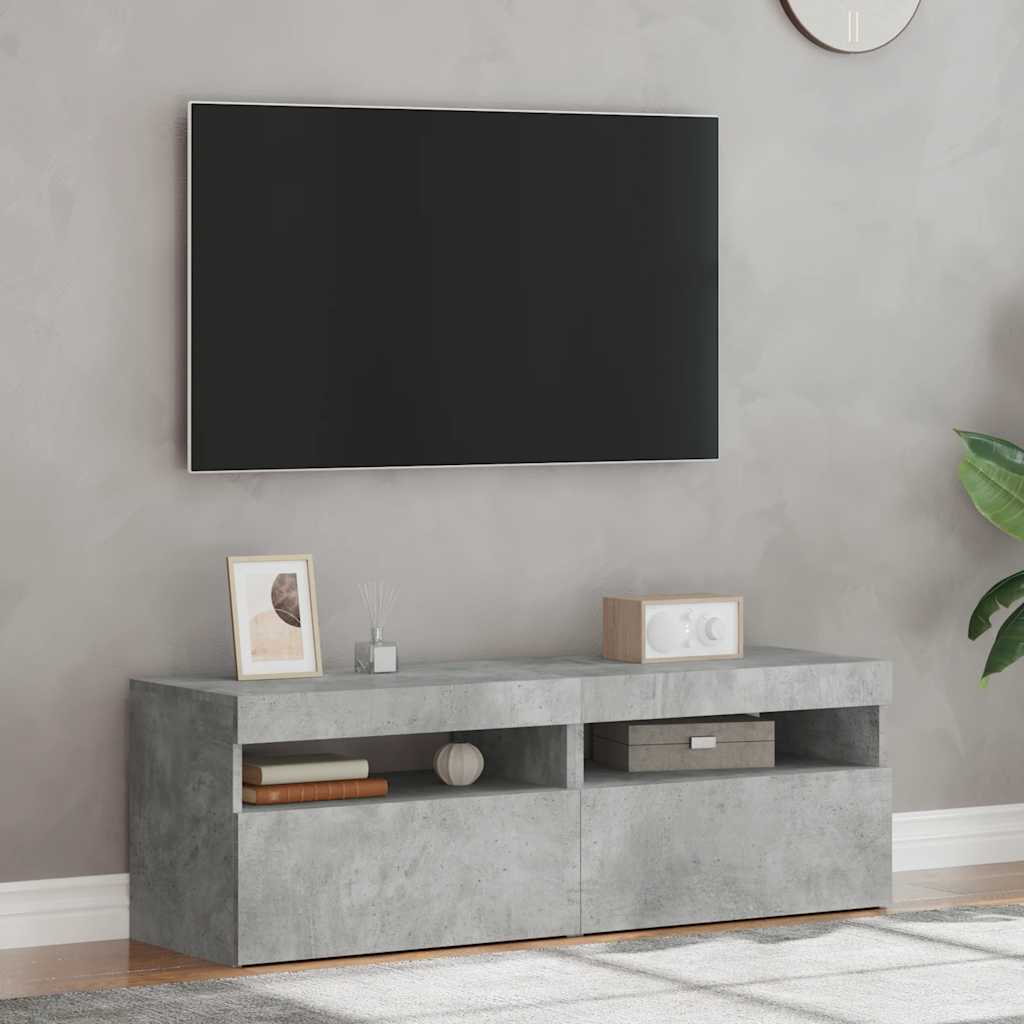 tv-borde med LED-lys 2 stk. 60x35x40 cm betongrå