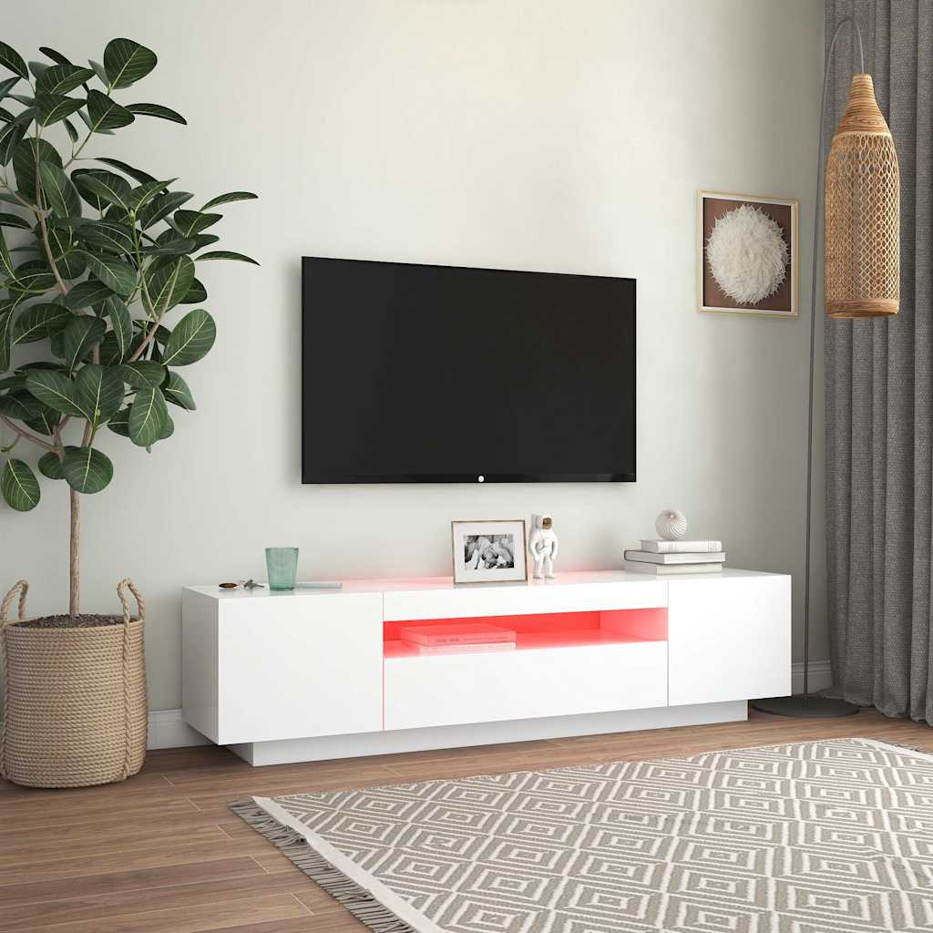 tv-skab med LED-lys 160x35x40 cm hvid