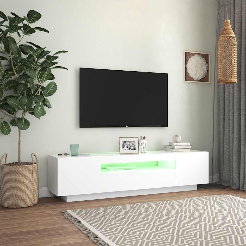tv-skab med LED-lys 160x35x40 cm hvid