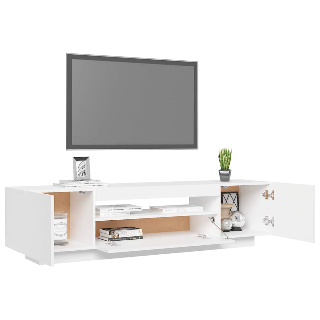 tv-skab med LED-lys 160x35x40 cm hvid