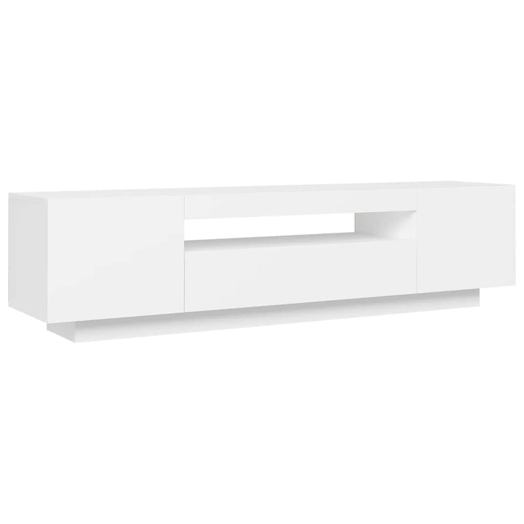tv-skab med LED-lys 160x35x40 cm hvid