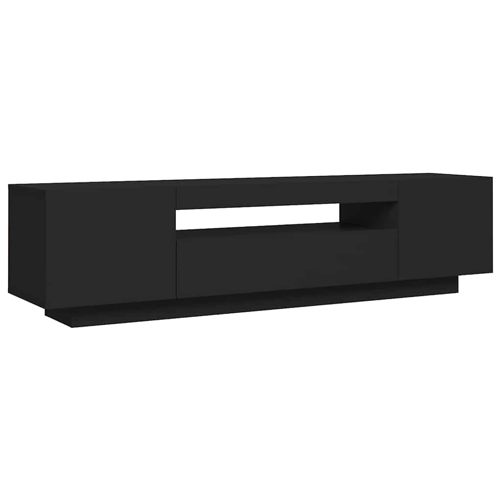 tv-bord med LED-lys 160x35x40 cm sort