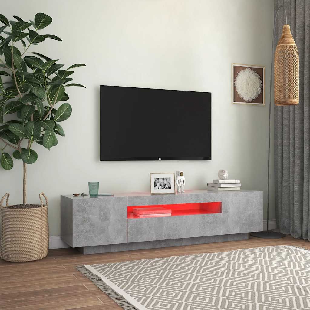 tv-skab med LED-lys 160x35x40 cm betongrå