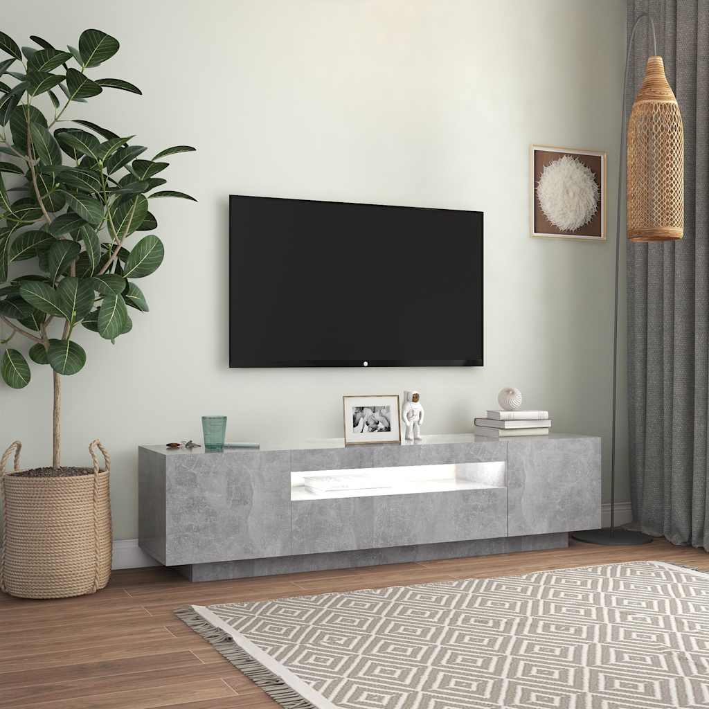 tv-skab med LED-lys 160x35x40 cm betongrå