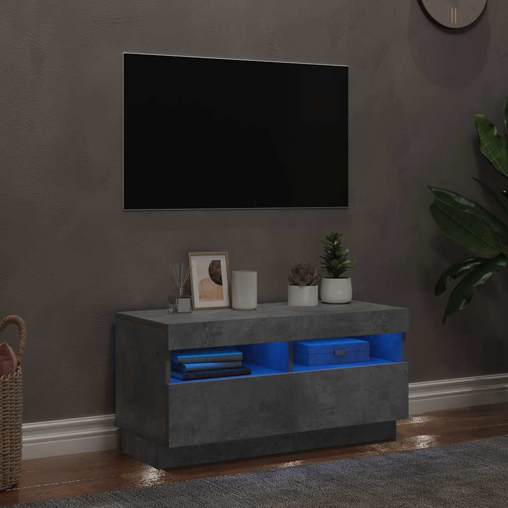 tv-bord med LED-lys 80x35x40 cm betongrå