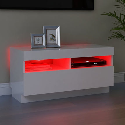 tv-skab med LED-lys 80x35x40 cm hvid højglans