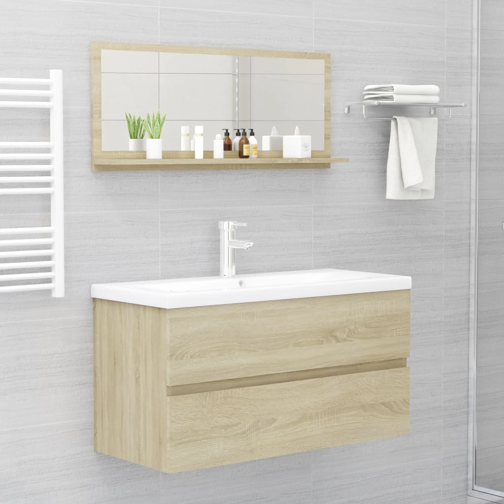 badeværelsesspejl 90x10,5x37 cm konstrueret træ sonoma-eg