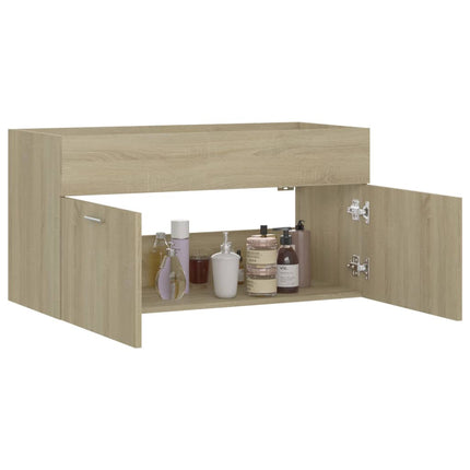 vaskeskab 90x38,5x46 cm konstrueret træ grå