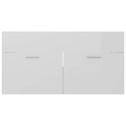 skab til håndvask 90x38,5x46 cm konstrueret træ hvid højglans