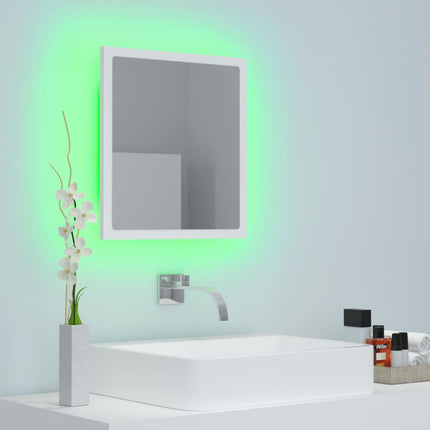 badeværelsesspejl med LED-lys 40x8,5x37 cm akryl hvid