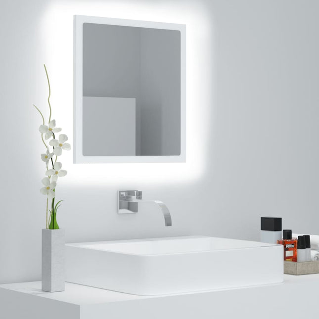 badeværelsesspejl med LED-lys 40x8,5x37 cm akryl hvid