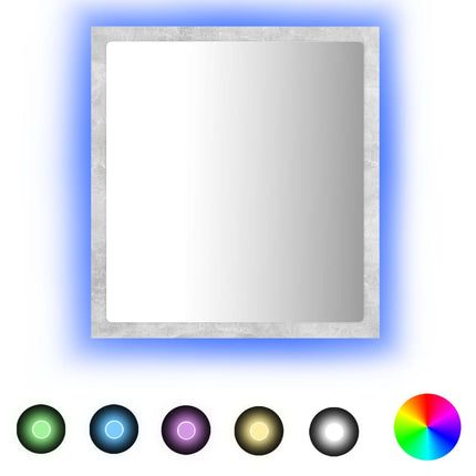 badeværelsesspejl med LED-lys 40x8,5x37 cm akryl betongrå
