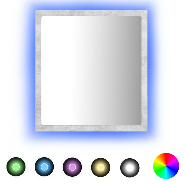 badeværelsesspejl med LED-lys 40x8,5x37 cm akryl betongrå