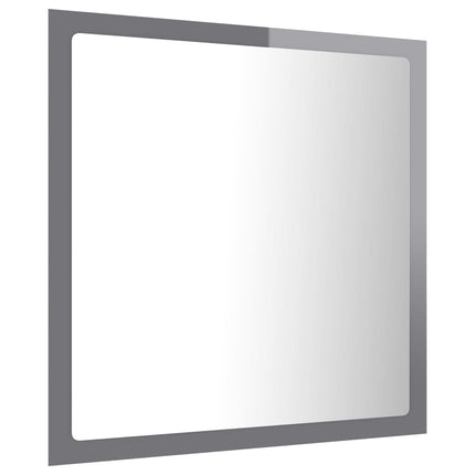 badeværelsesspejl med LED-lys 40x8,5x37 cm akryl grå højglans