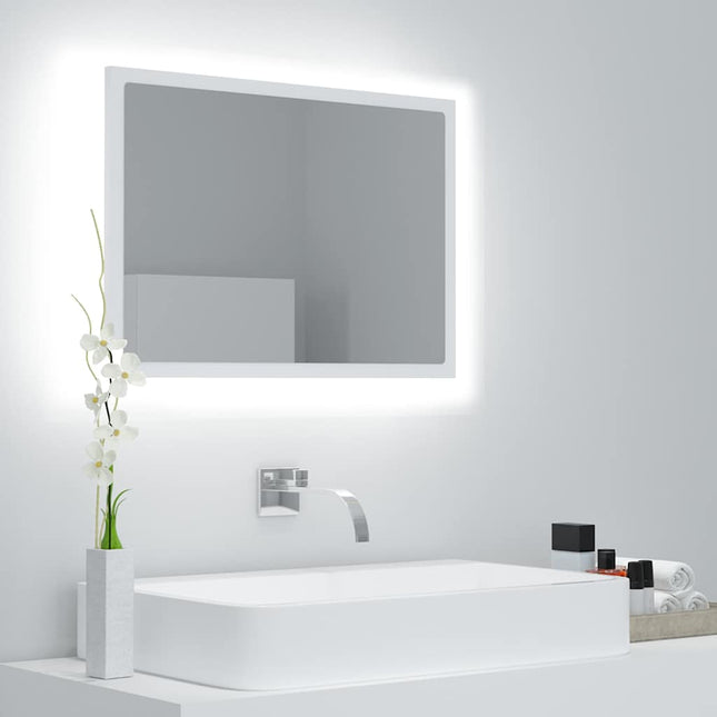 badeværelsesspejl med LED-lys 60x8,5x37 akryl hvid