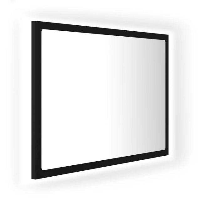 badeværelsesspejl med LED-lys 60x8,5x37 cm akryl sort