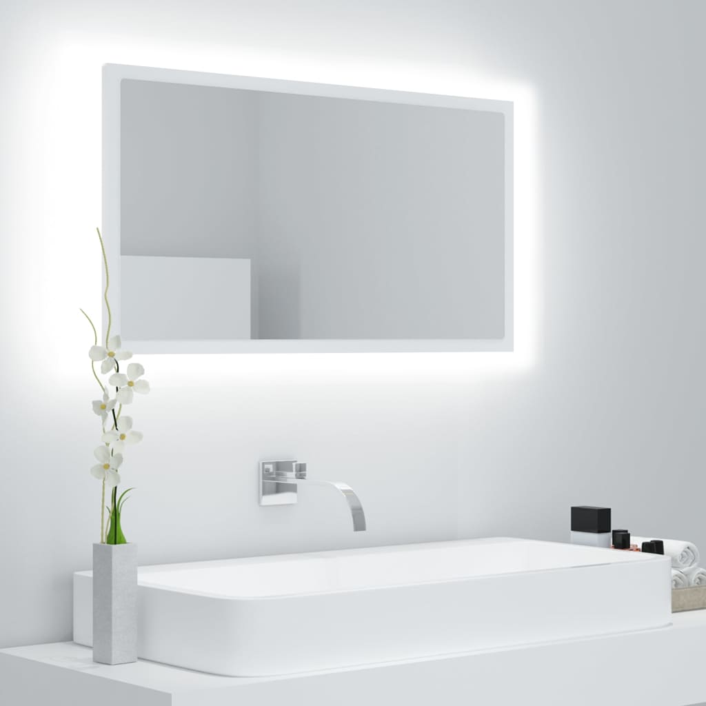 Badeværelsesspejl med LED-lys 80x8,5x37 cm akryl