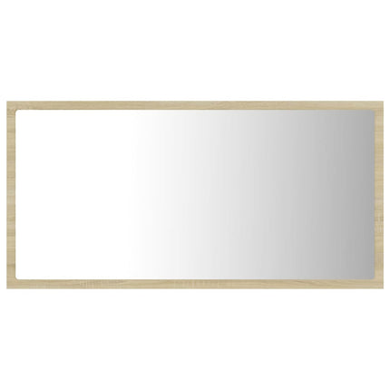 badeværelsesspejl med LED-lys 80x8,5x37 cm akryl sonoma-eg