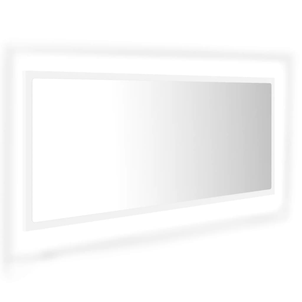 badeværelsesspejl med LED-lys 100x8,5x37 cm akryl hvid