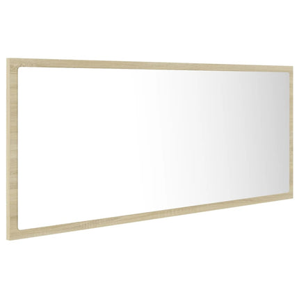 badeværelsesspejl med LED-lys 100x8,5x37 cm akryl sonoma-eg