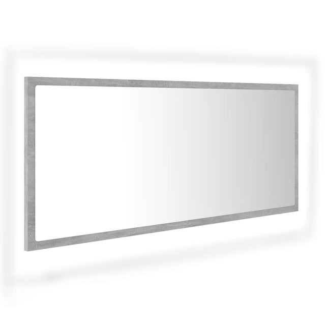 badeværelsesspejl med LED-lys 100x8,5x37 cm akryl betongrå