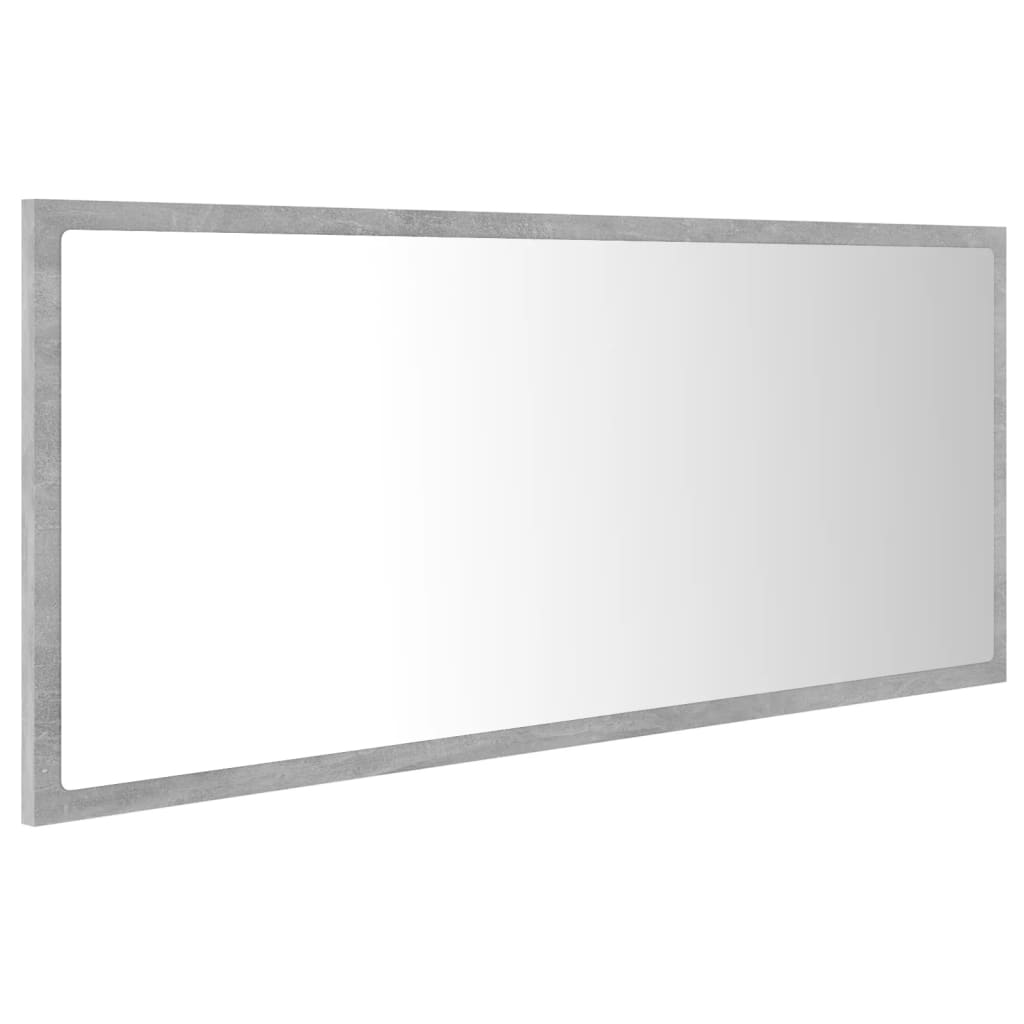 badeværelsesspejl med LED-lys 100x8,5x37 cm akryl betongrå