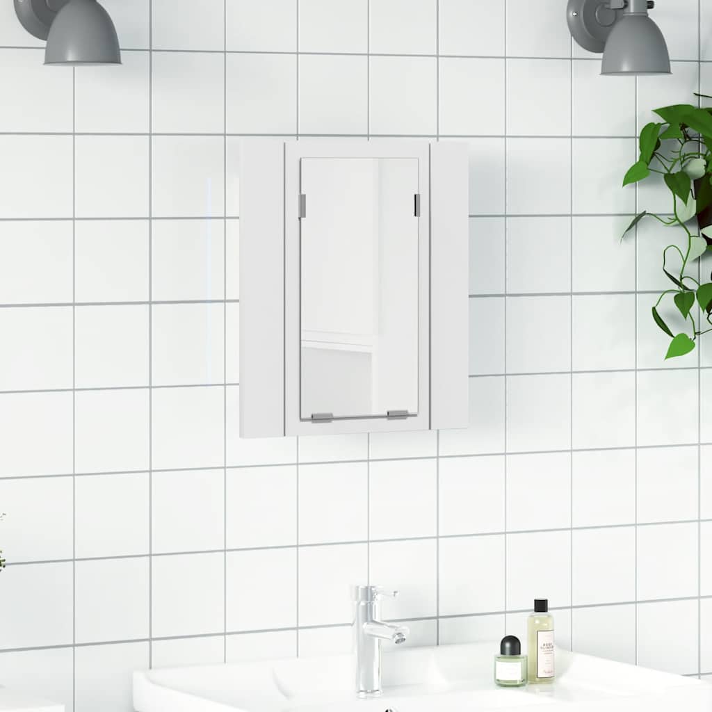 vidaXL badeværelsesskab med LED-lys 40x12x45 cm akryl hvid