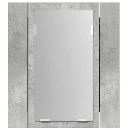 badeværelsesskab m. spejl og LED-lys 40x12x45 cm akryl betongrå