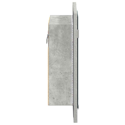 badeværelsesskab m. spejl og LED-lys 40x12x45 cm akryl betongrå